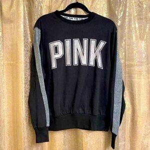 Black and Gray PINK Sweatshirt silver logo casual metallic cozy y2k S $68 fall